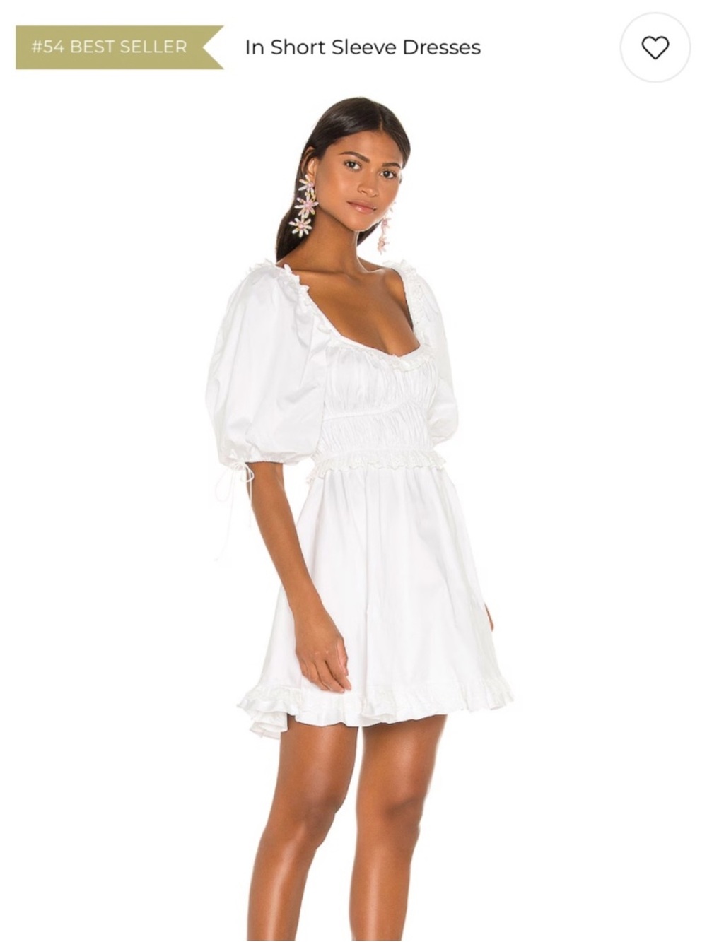 Beginning Boutique White Puff Sleeve Smocked Babydoll Chemise